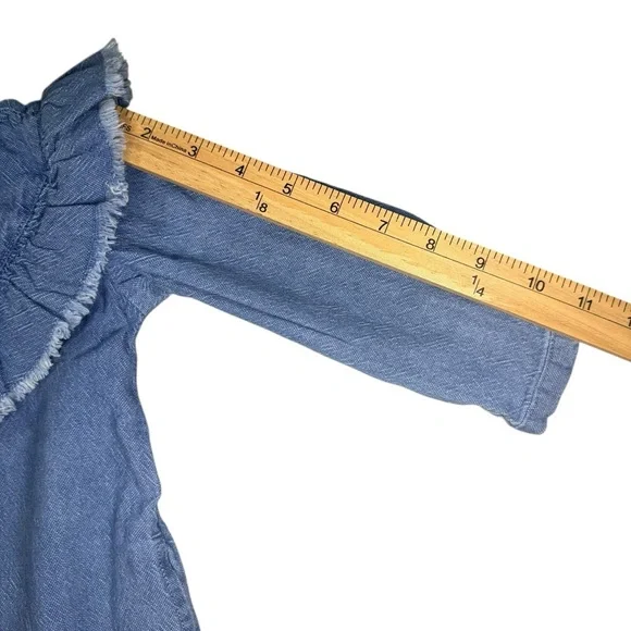 ZARA Blue Baby Girl Denim Ruffle Tunic Dress 18–24 Months Chambray - Picture 6 of 7